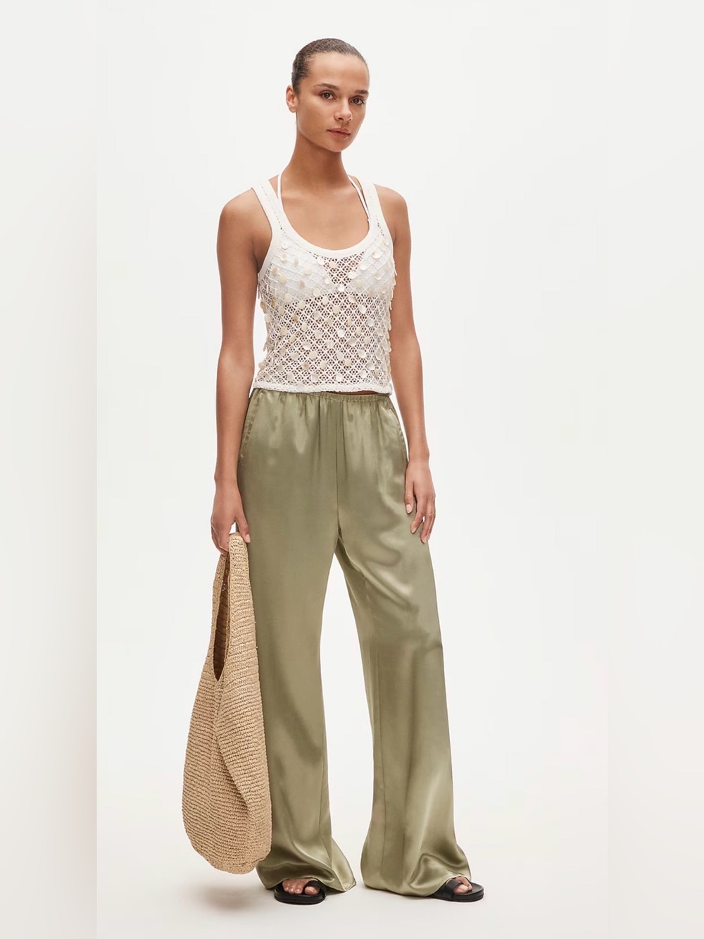 J. Crew Crochet shell-embroidered tank top